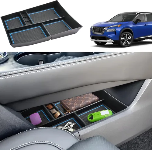 Vista 11 de Organizador de reposabrazos 2021-2024 2025 para Nissan Rogue (S/SV/SL/Platinum/Rock Creek), organizador de consola central de plástico ABS y goma