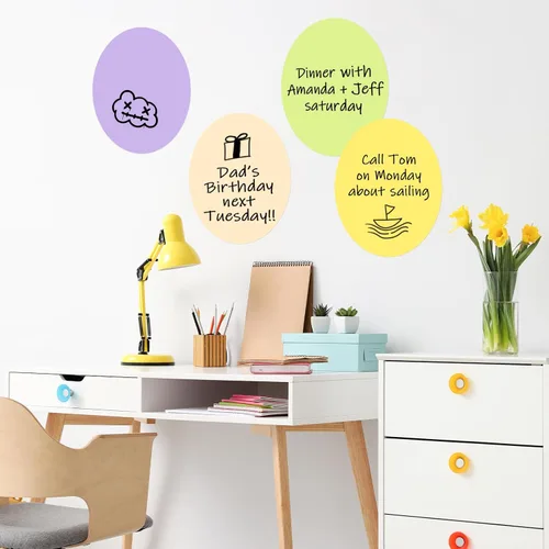 Vista 6 de Dry Erase Circles - 8 Pieces Colorful Dry Erase Dot Stickers Table Whiteboard 11 inch Removable Wall Decal for Classroom Guided Reading Small Group