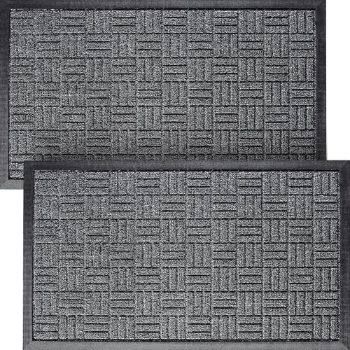 Vista 10 de HOMWE Juego de 2 tapetes para puerta delantera, 29.5 x 17.5 pulgadas, tapete para puerta de entrada y patio trasero, seguro para interiores