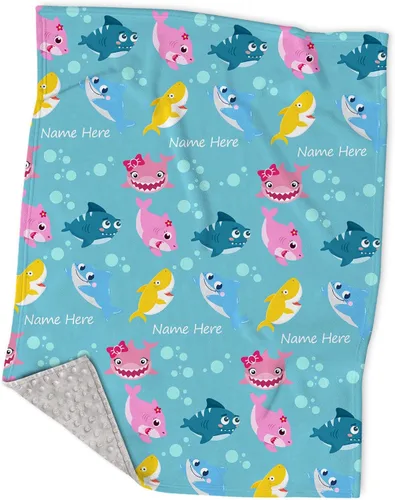 Vista 18 de Mantas náuticas personalizadas de color azul marino para niños y niños, mantas de Minky suaves personalizadas con nombre, manta de felpa suave