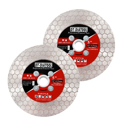 Vista 17 de DT-DIATOOL Disco de corte de azulejos de hoja de sierra de diamante de 4 pulgadas para amoladora angular de eje de 7/8 "- 5/8" para cortar