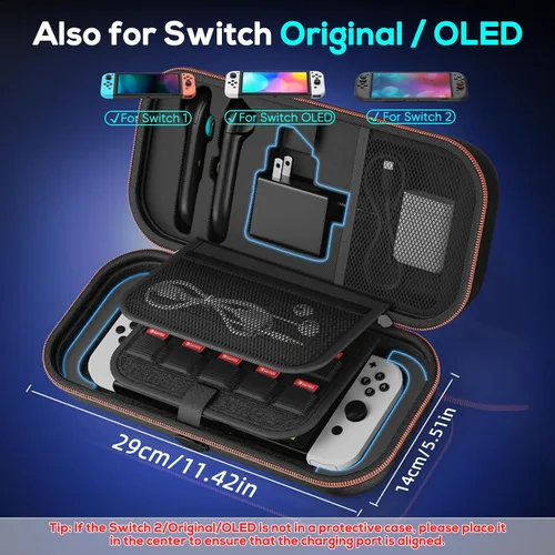 Vista 5 de Auarte Charge inside Carrying Case for Nintendo Switch 2 2025 Switch OLED Switch with Adapter and for Joy Cons Storage, Travel Case for Switch 2