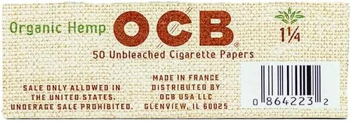 Vista 2 de OCB Organic 1 1/4 - Papel de liar para cigarrillos, paquete de 3, 50 hojas por paquete, incluye adhesivo para ahumar frugal