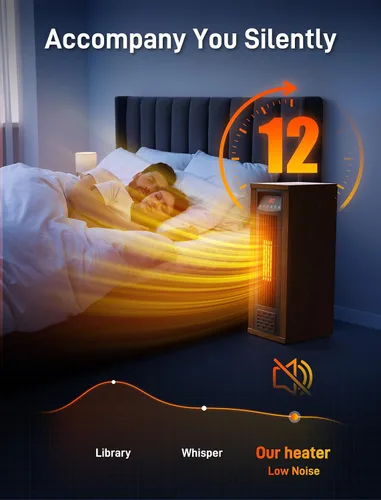 Vista 6 de Air Choice - Calentador de Espacio Infrarrojo, Calentador Eléctrico Portátil de 1500W con Control Remoto y Termostato, Calentador de Torre