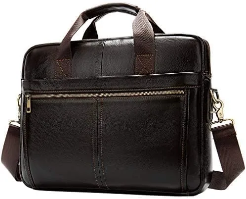 Vista 2 de Hebetag Bolso bandolera de cuero pequeño para hombre, para viajes al aire libre, negocios