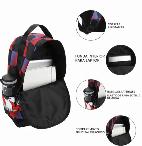 Vista 4 de Bioworld Sonic The Hedgehog Sonic & Shadow Mochila negra para adultos de 18.5 pulgadas