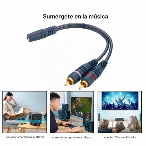 Vista 7 de 2 unids 0.1 in a RCA Audio estéreo Y Cable RCA a AUX adaptador para altavoz