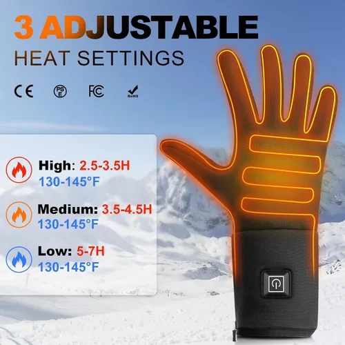 Vista 3 de BNZ Guantes calefactables para hombres y mujeres, guantes calefactables recargables para deportes de invierno, ciclismo en nieve, equitación, esquí