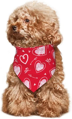 Vista 8 de Pañuelo rojo para perro con flecha de amor para el día de San Valentín, bufanda triangular, baberos, accesorios para mascotas, pañuelo para gatos
