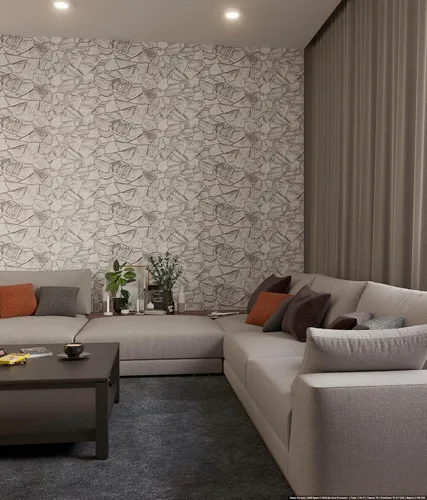 Vista 4 de Dundee Deco Paneles de pared 3D, paneles de pared de PVC de piedra sintética de carbón blanco para decoración de pared interior, sala de estar, Gris