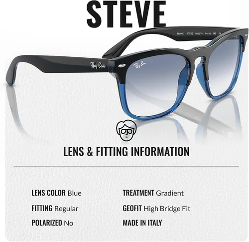 Vista 4 de Ray-Ban RB4487 STEVE Square Shaped Sunglasses for Men & Women with Official RAYBAN Eyewear Kit