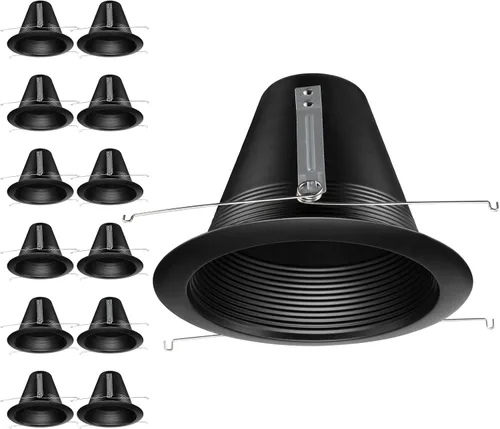 Vista 11 de TORCHSTAR Paquete de 6 luces empotrables de 6 pulgadas con bridas Negro
