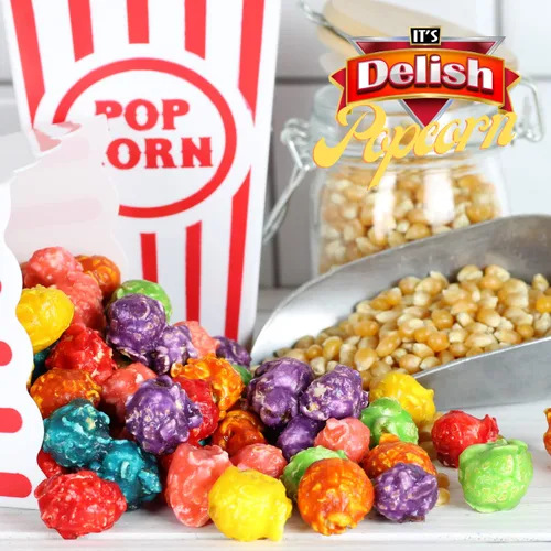 Vista 4 de It's Delish - Palomitas de maíz gourmet de colores arcoíris – Bolsa a granel de 1 libra Snack multicolor de palomitas de maíz – Confeti divertido