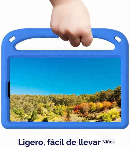 Vista 4 de Funda para tablet infantil con asa y soporte, ligera, a prueba de golpes, compatible con Xiaomi Redmi Pad SE 8.7, azul