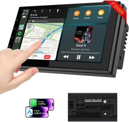 Vista 9 de Estéreo de coche Haudio, doble din, con pantalla táctil HD de 7 pulgadas CarPlay y Android Auto Cámara de respaldo Navegación GPS por