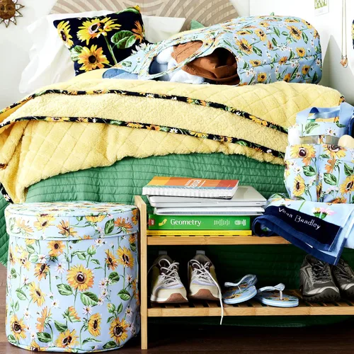 Vista 4 de Vera Bradley Contenedor de almacenamiento para mujer con tapa, Floral Sea Air