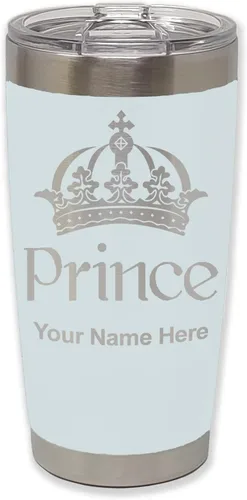 Vista 9 de LaserGram Vaso aislado al vacío de 20 onzas, Prince Crown, grabado personalizado incluido (negro)