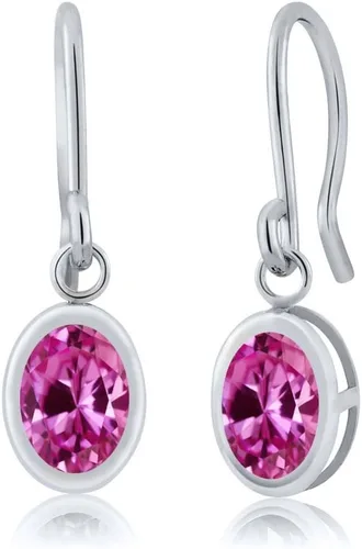 Vista 81 de Gem Stone King Aretes colgantes de plata de ley 925 de 0.276 x 0.197 in con piedra natal ovalada de alambre francés para mujer