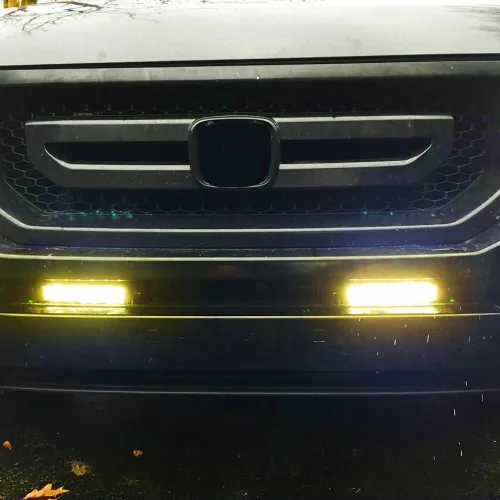 Vista 8 de iJDMTOY Barra de luz diurna LED de alta potencia (DRL) con lentes amarillas, ajuste universal, 7 pulgadas, 3000 K, con soportes, cableados