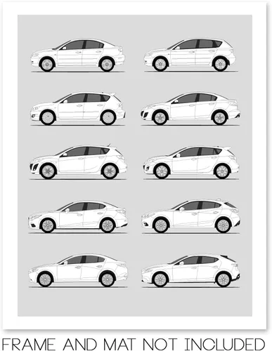 Vista 2 de Idea Network Póster hecho a mano compatible con Mazda 3, arte de pared hecho a mano, decoración de Mazda 3 BK BL BN BM BP Generations History