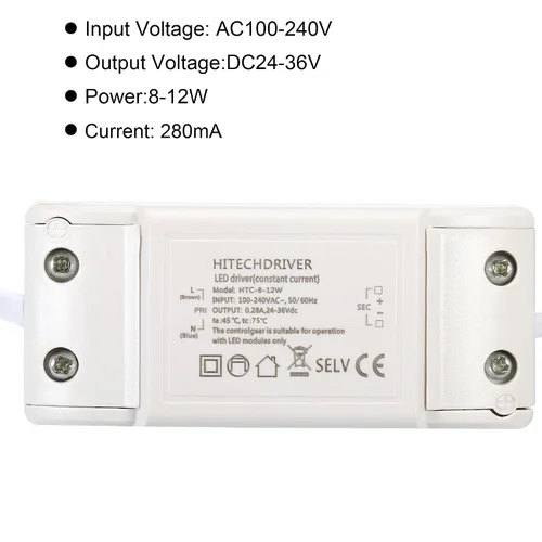 Vista 4 de PATIKIL 8-12W 280mA LED Driver, 2pcs AC 100-240V Salida 24-36V DC Conector hembra Constante corriente rectificador transformador fuente