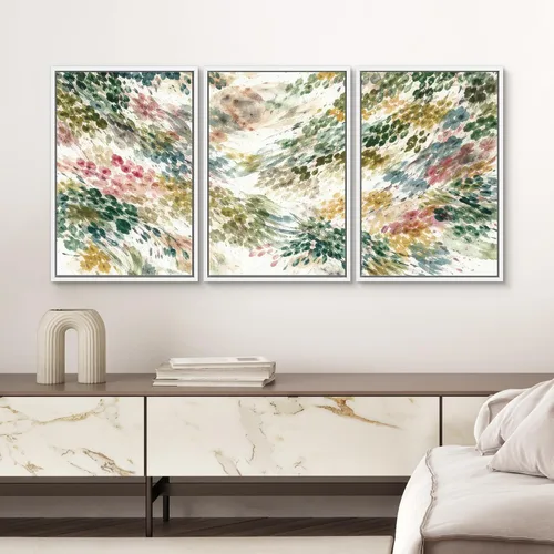 Vista 637 de SIGNWIN Lienzo enmarcado para pared, juego de arte neutro de bosque brumoso, ilustraciones en tono tierra, arte moderno, decorativo, bohemio