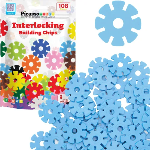Vista 23 de PicassoTiles Juego de 600 fichas de construcción entrelazadas con bloques de disco creativos, juguetes de aprendizaje STEM para educación temprana