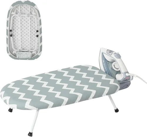 Vista 9 de Mini tabla de planchar de mesa, tabla de planchar compacta y plegable, tubo de acero grueso con cubiertas resistentes al calor, soporte de hierro