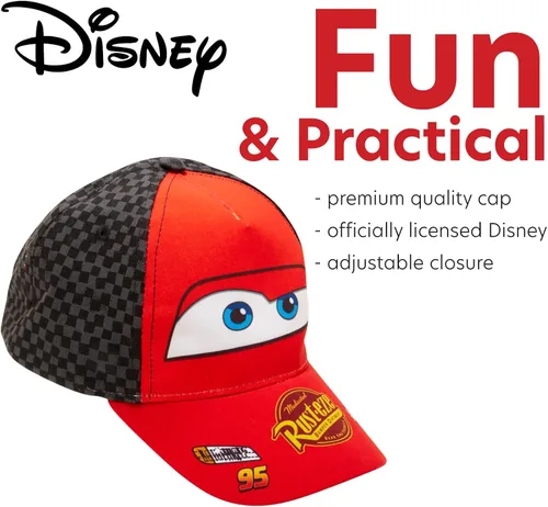 Vista 3 de Disney Pixar Boys Cars Lightning McQueen Hat - Piston Cup Baseball Cap ToddlerBoy