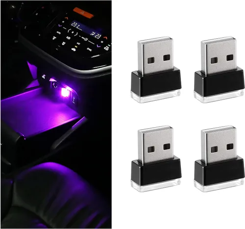 Vista 19 de 4 PCS Lámpara de Atmósfera Interior de Coche LED USB, Mini Luz Nocturna LED Portátil, Kit de Iluminación Ambiental de Maletero con Interfaz USB