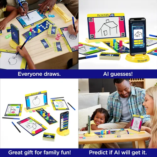 Vista 3 de Mattel Games Juego familiar Pictionary vs. AI para niños, adultos y familias con inteligencia artificial para 2 a 4 jugadores