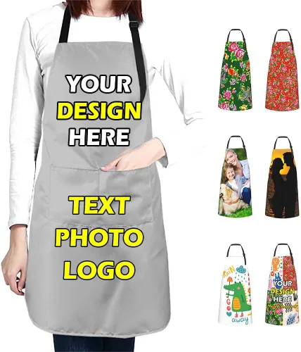 Vista 17 de Delantales impermeables personalizados para diseñar tu propia imagen, logotipo, texto, añadir fotos, delantal para cocinar hornear, 33 x 27.5