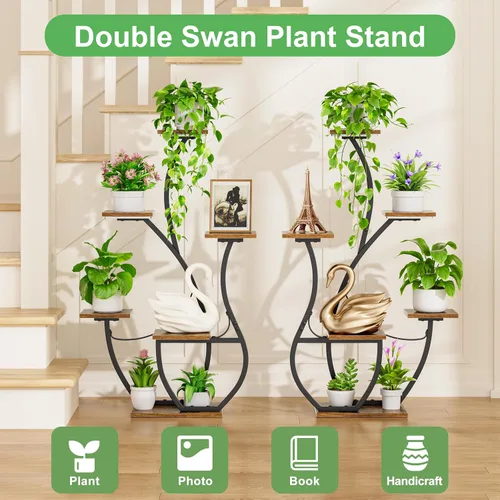 Vista 5 de CODACE Soporte para Plantas de Interior con Luces de Crecimiento - 2 PIEZAS Estante para Plantas de Interior, 6 Niveles Soportes de Esquina