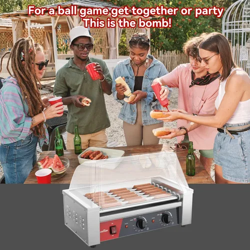 Vista 7 de Hot Dog - Horno eléctrico para pizza con 7 rodillos y doble cubierta comercial de 16 pulgadas
