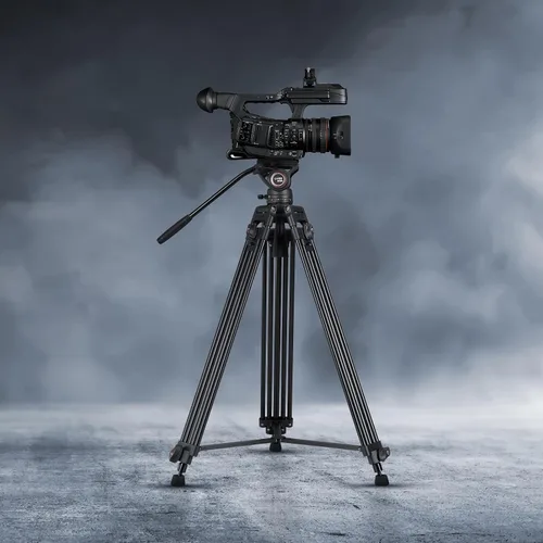Vista 9 de Sistema de trípode de video Cayer BV30L, trípode de aluminio de doble tubo resistente de 72" con cabezal fluido K3, base plana de 75mm, carga máxima