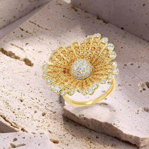 Vista 3 de Santuzza Anillo de plata de ley con piedras preciosas para mujer