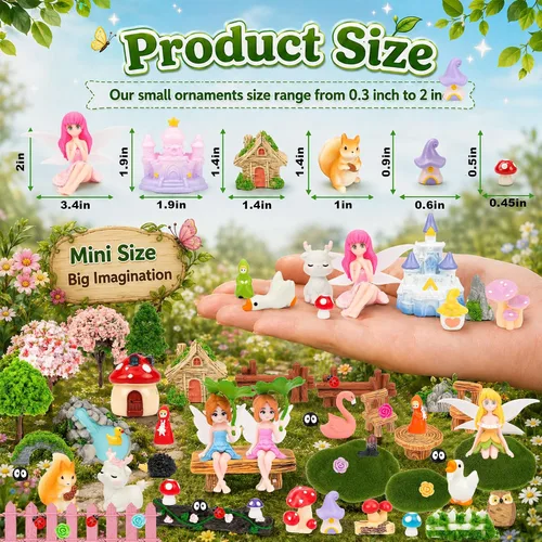 Vista 3 de EKisemio 150 Pcs Fairy Garden Accessories Kit,Miniature Fairy Houses Decor
