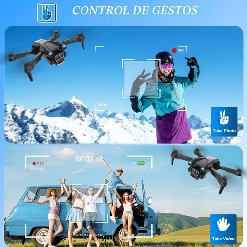 Vista 3 de Dron con cámara 1080P HD, mini dron para principiantes, niños y adultos, cuadricóptero RC con 2 baterías, estuche de transporte, vuelo estable