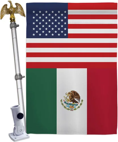 Vista 7 de Juego de banderas de la amistad de Estados Unidos de Nacionalidad México US Amistad Garden House Set de bandera regional internacional del mundo