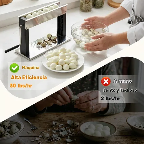 Vista 3 de Máquina peladora de huevos de codorniz manual de codorniz, desgranadora de huevos de codorniz doméstica para cáscara de huevos de codorniz hervido