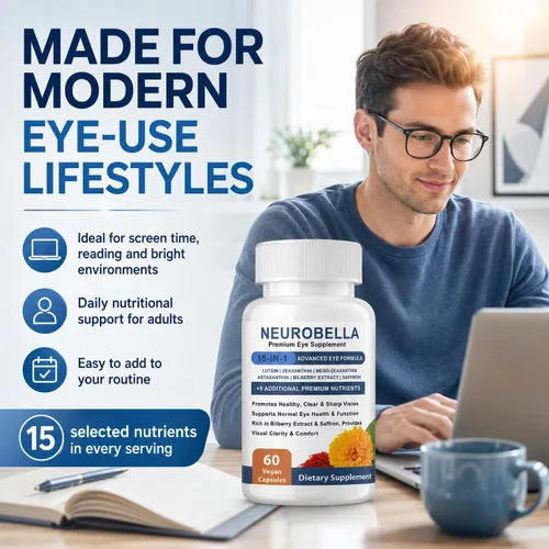 Vista 4 de Neurobella Fórmula Avanzada 15 en 1 para Ojos Apoyo Nutricional, 60 Cápsulas Contiene carotenoides (luteína, zeaxantina, etc. ), extracto