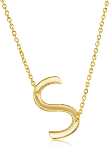 Vista 53 de Dainty Sideways Initial Necklace for Women – Sterling Silver or 14K Gold Plated 20mm Alphabet Letter Pendant