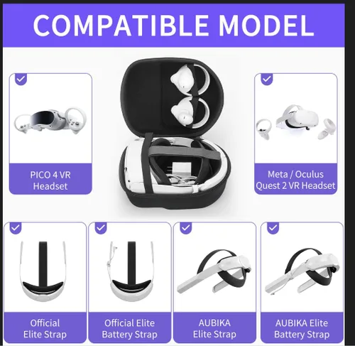 Vista 3 de YINKE Funda para Oculus Quest 2 con correa Elite, funda protectora de viaje, bolsa de almacenamiento