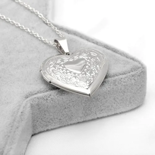 Vista 2 de Paialco Collar con colgante de medallón en forma de corazón de acero inoxidable para mujer