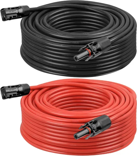 Vista 13 de Cable de Extensión Solar de 8 AWG 3 Pies Negro + 3 Pies Rojo, Cable de Panel Solar de Calibre 8 Macho a Hembra Alambre de Cobre Estañado para Panel
