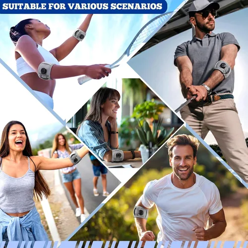 Vista 5 de Paquete de 2 coderas de tenis para hombres y mujeres, correas ajustables para coderas de tenis y golfistas para tendinitis, alivio del dolor, ajuste
