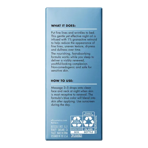 Vista 9 de e.l.f. SKIN Youth Boosting Blue-ty Sleep Night Oil, Aceite facial suave de noche, trata líneas finas y textura desigual, ligero, vegano y sin
