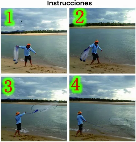 Vista 7 de Red de pesca de atarraya con marco de aluminio, malla de 0.8 pulgadas, diámetro de 7.8-13.8 pies