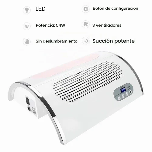 Vista 6 de Sonew Máquina perforadora eléctrica multifuncional 4 en 1, kit de taladro de lima de uñas con lámpara secadora de uñas de 54 W y colector de succión