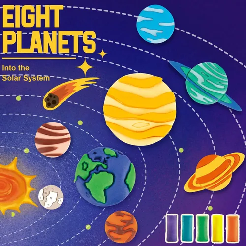 Vista 3 de VConejo Juegos de Masa de Color para Niños de 2 a 4 años, Juego de Herramientas de Masa de Color con Tema de Planetas para Niños de 4 a 8 años